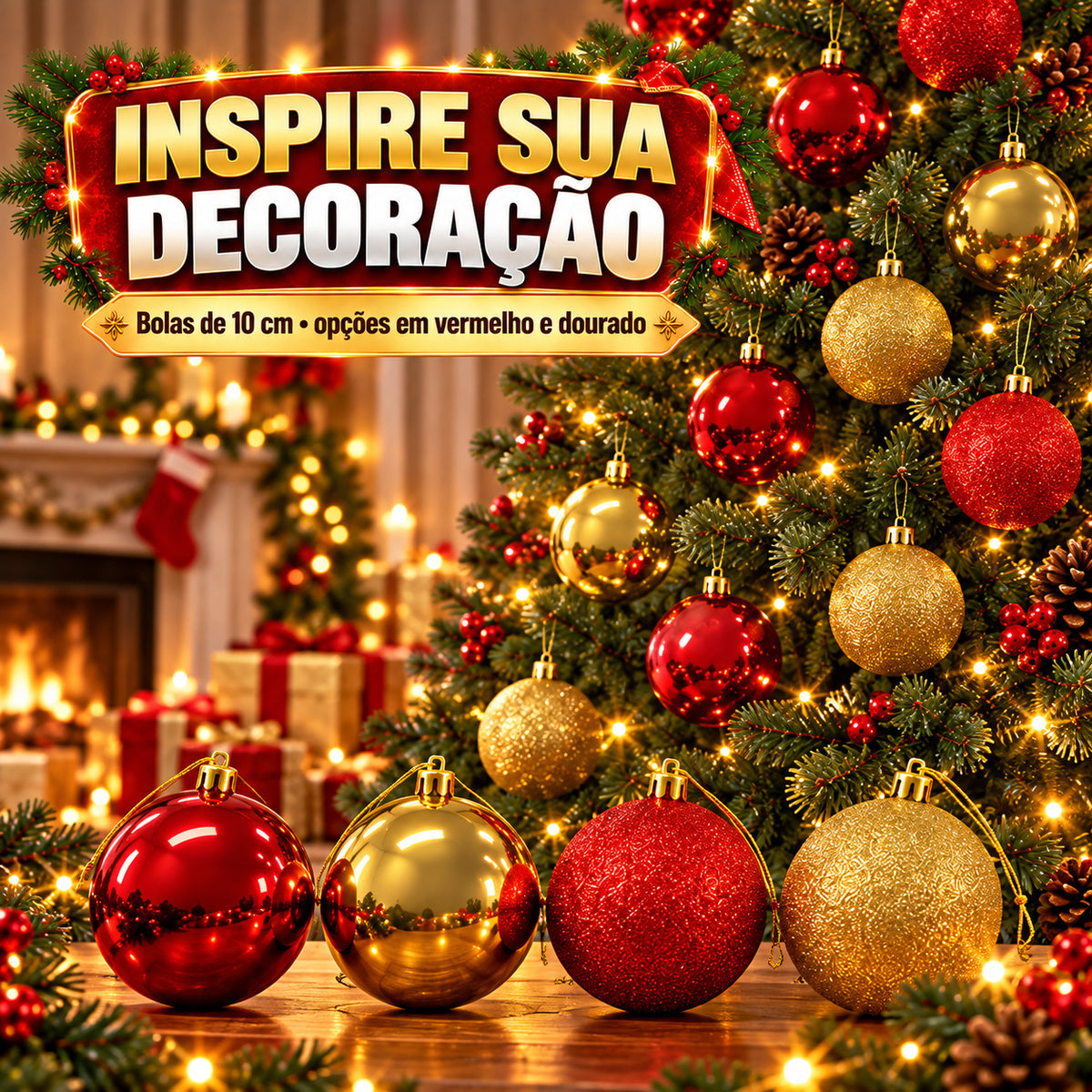 Kit 8 Bolas De Natal 10cm Grande Luxo Enfeite Decoração Árvore de Natal LuvinCo