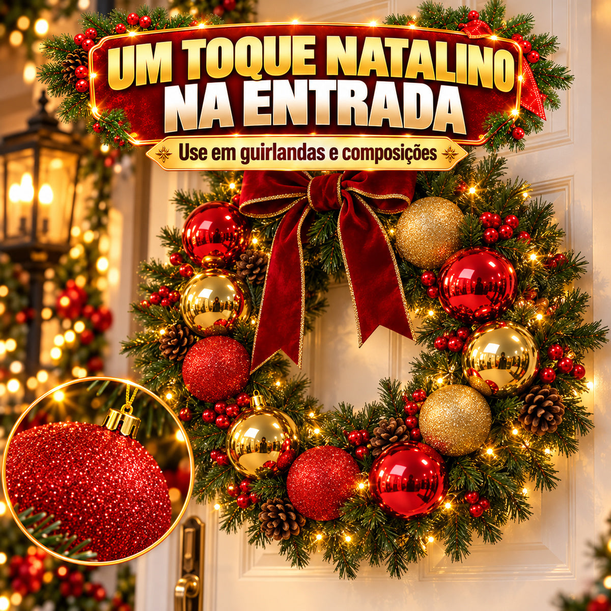 Kit 8 Bolas De Natal 10cm Grande Luxo Enfeite Decoração Árvore de Natal LuvinCo