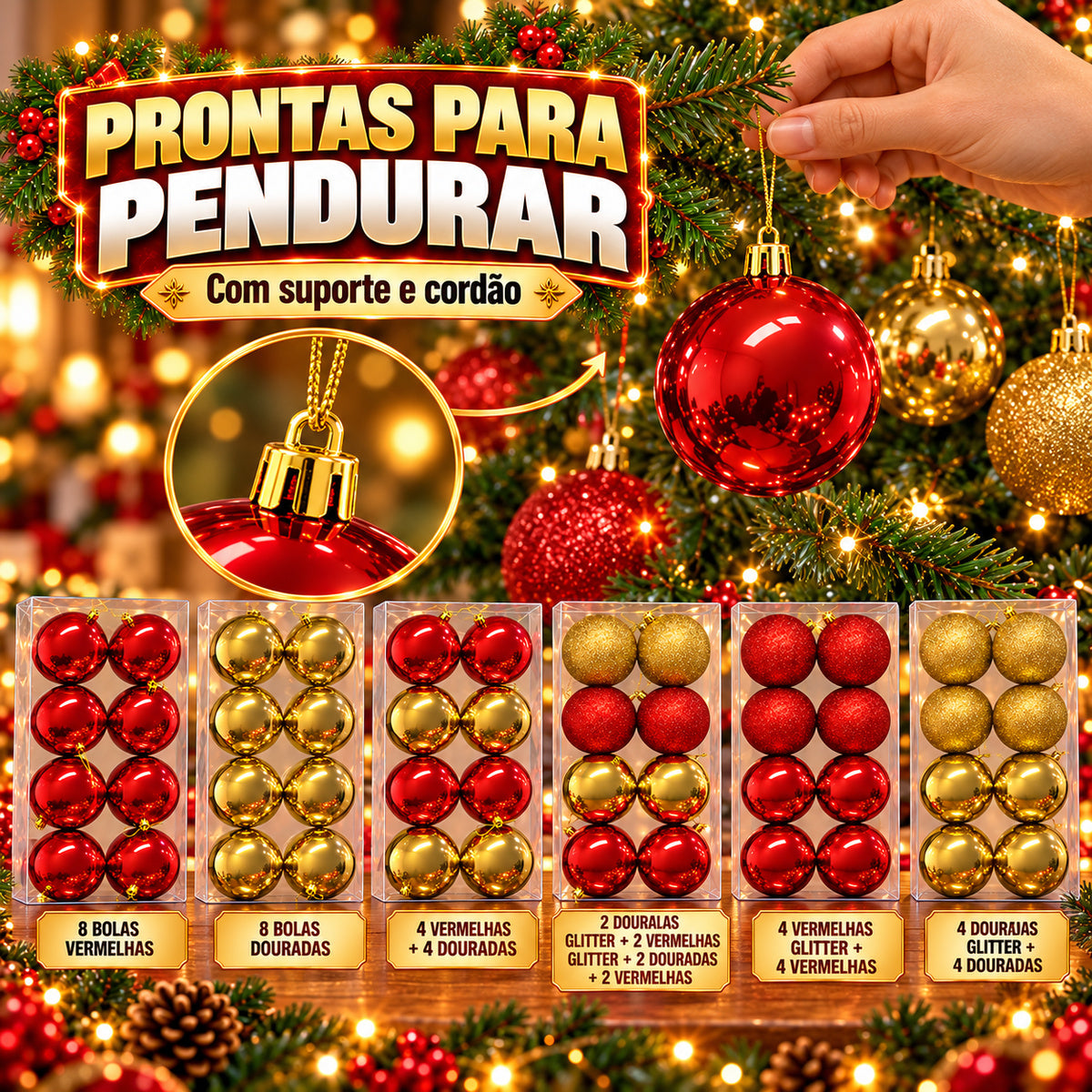 Kit 8 Bolas De Natal 10cm Grande Luxo Enfeite Decoração Árvore de Natal LuvinCo