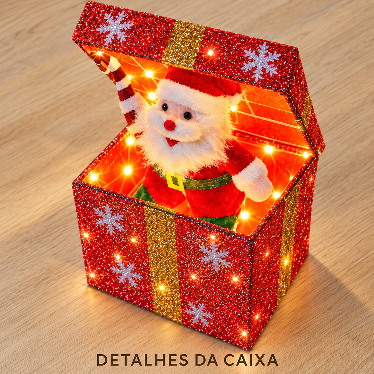 Boneco Papai Noel Caixa Pisca Natal Decoração Led LuvinCo