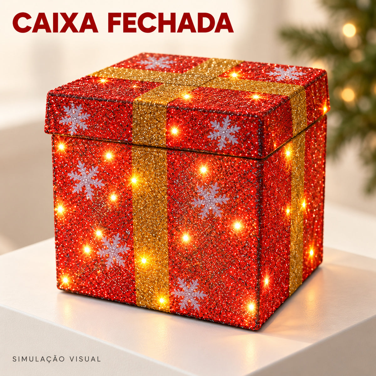 Boneco Papai Noel Caixa Pisca Natal Decoração Led LuvinCo
