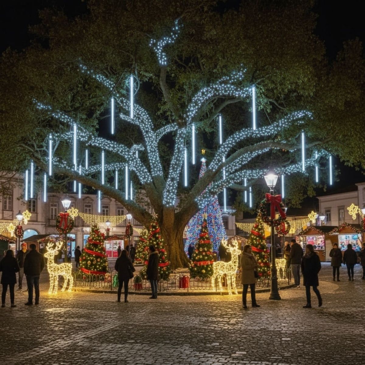 Cascata Meteoro 8 Tubos Bastão Efeito Chuva Decoração Natal LuvinCo