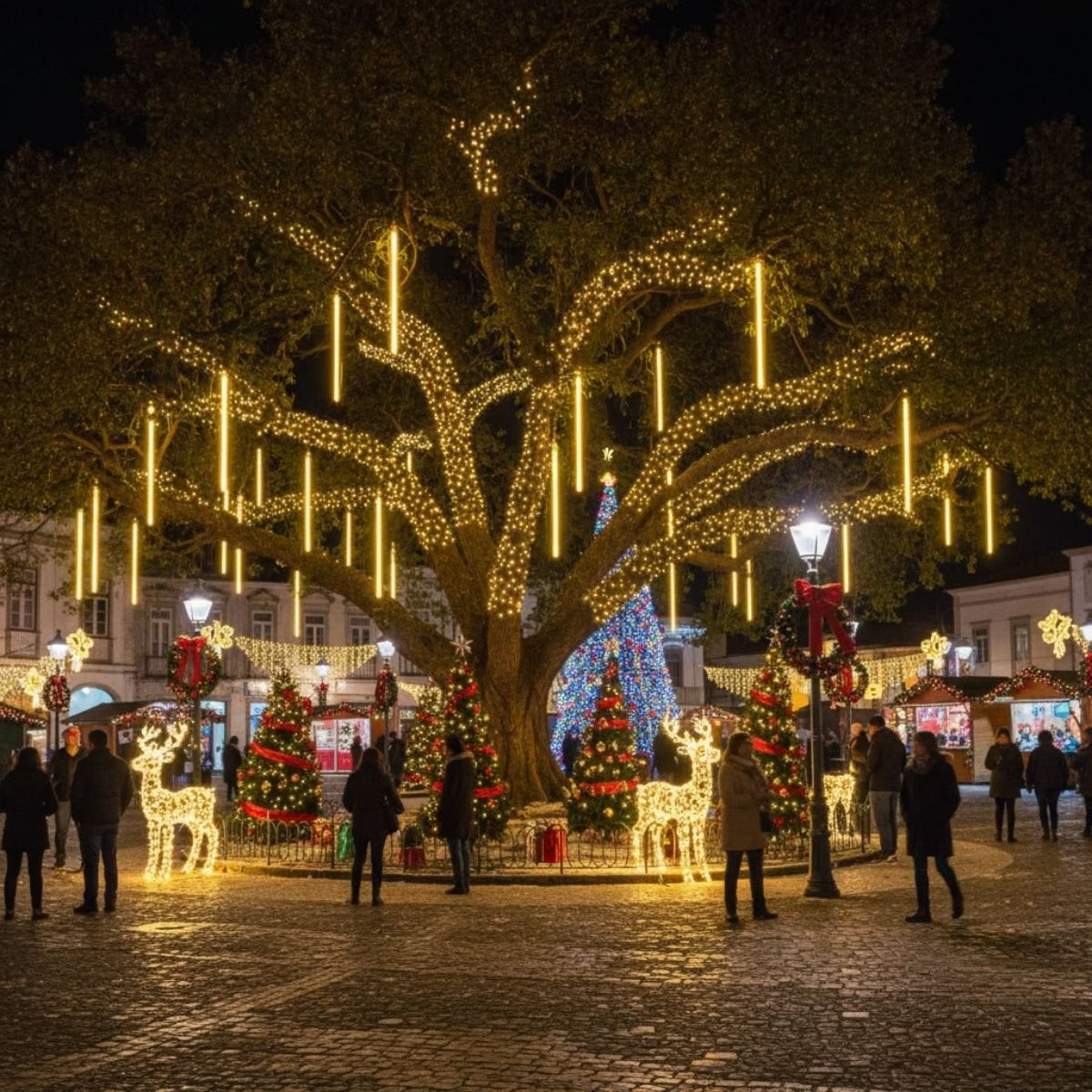 Cascata Meteoro 8 Tubos Bastão Efeito Chuva Decoração Natal LuvinCo