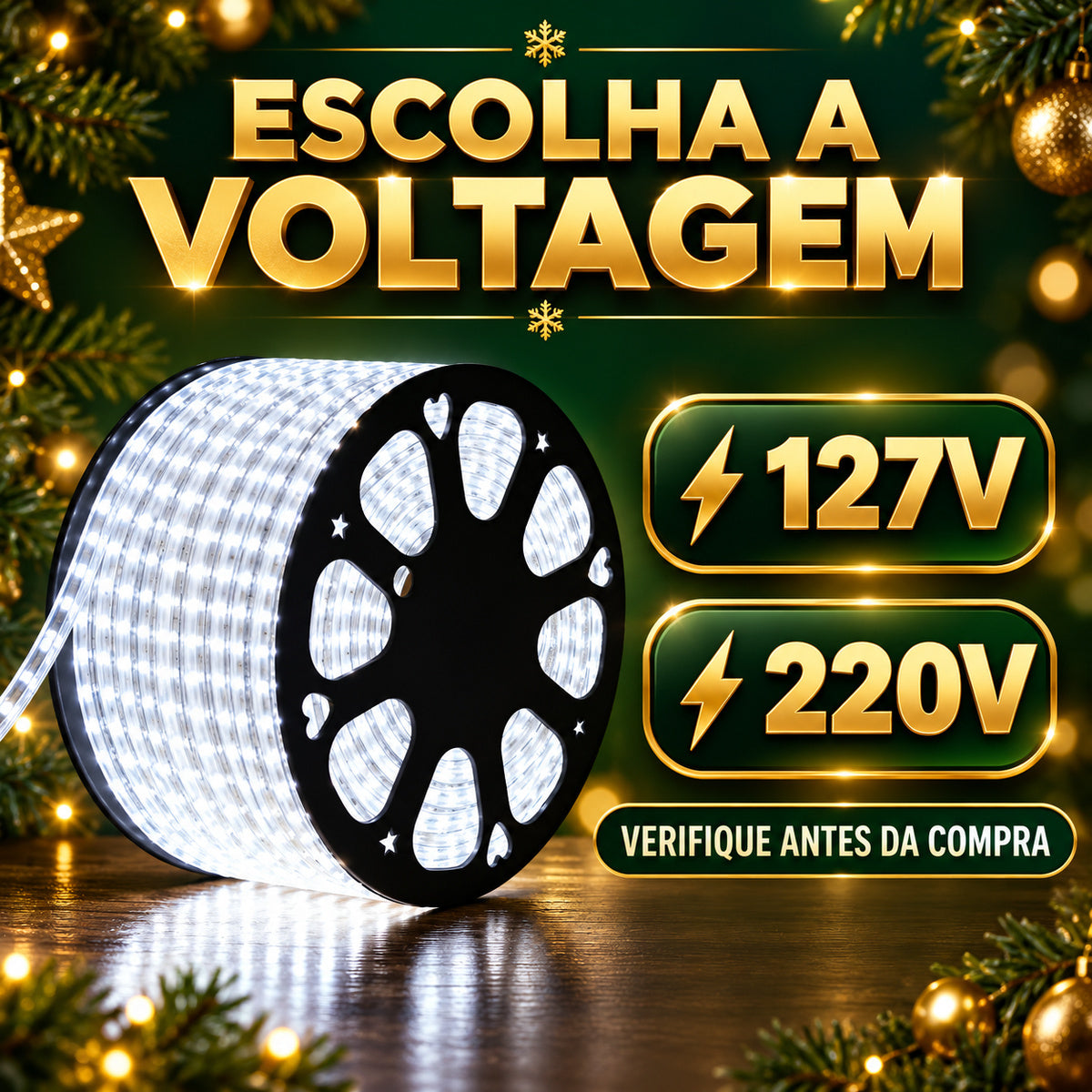 Mangueira Led 100m Luz Redonda Carretel Pisca Pisca Decoração Enfeite Natal Externo IP67 Prova D'Água