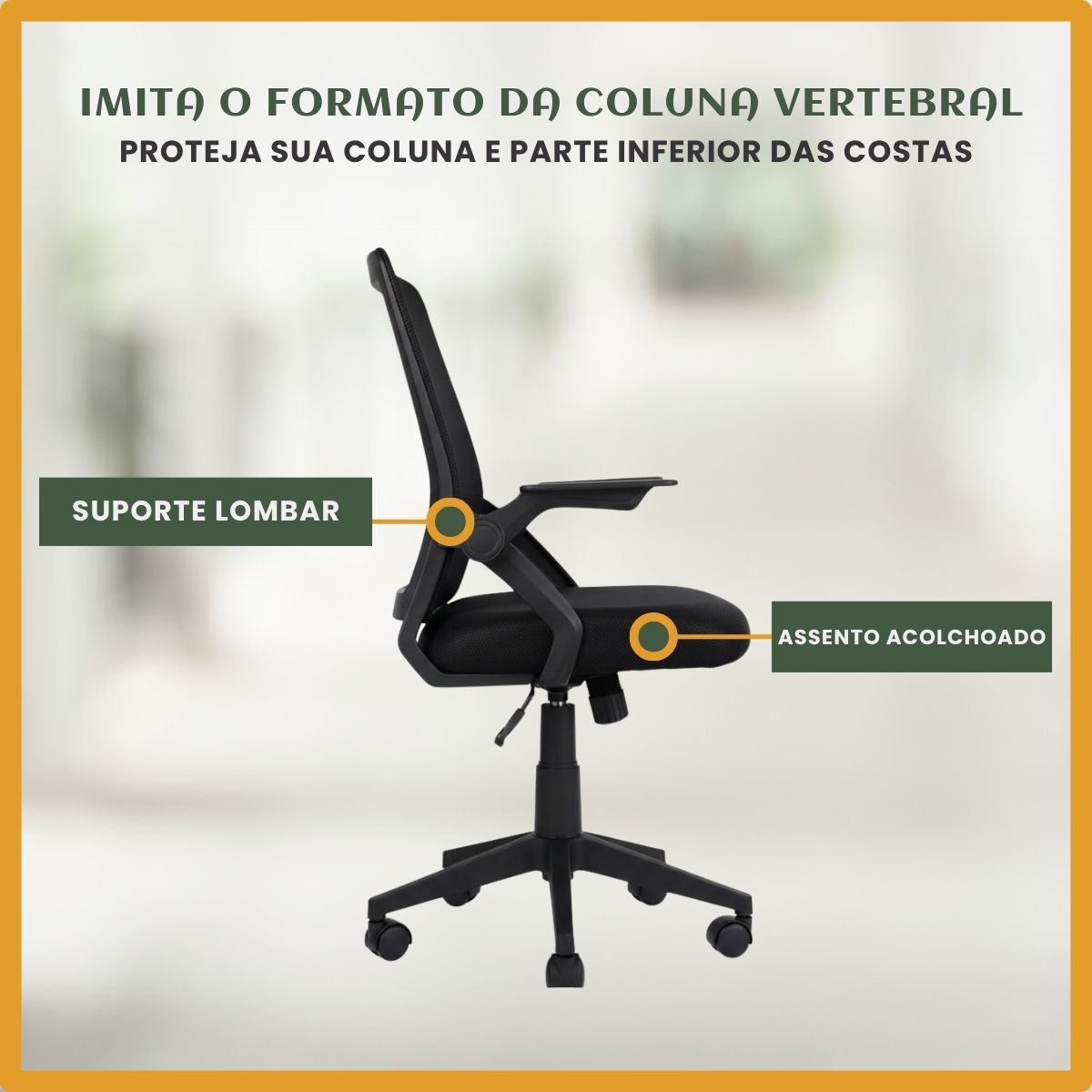 Cadeira de Escritório Presidente Ergonômica Valência Diretor Executiva com Apoio de Braço, Suporte Lombar e Malha Respirável