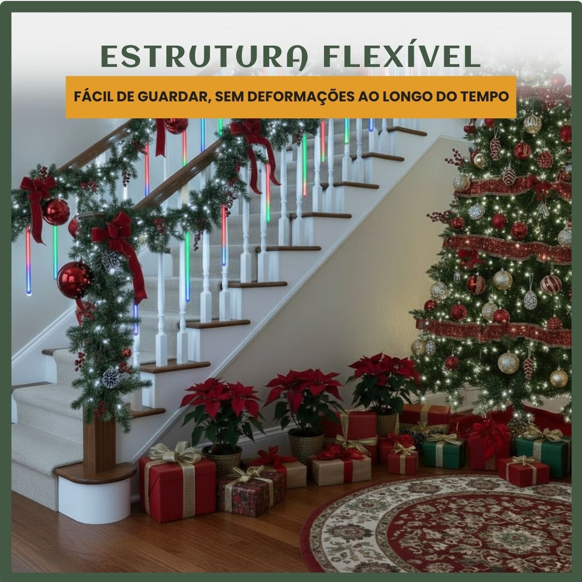 Cascata Meteoro 8 Tubos Bastão Efeito Chuva Decoração Natal LuvinCo