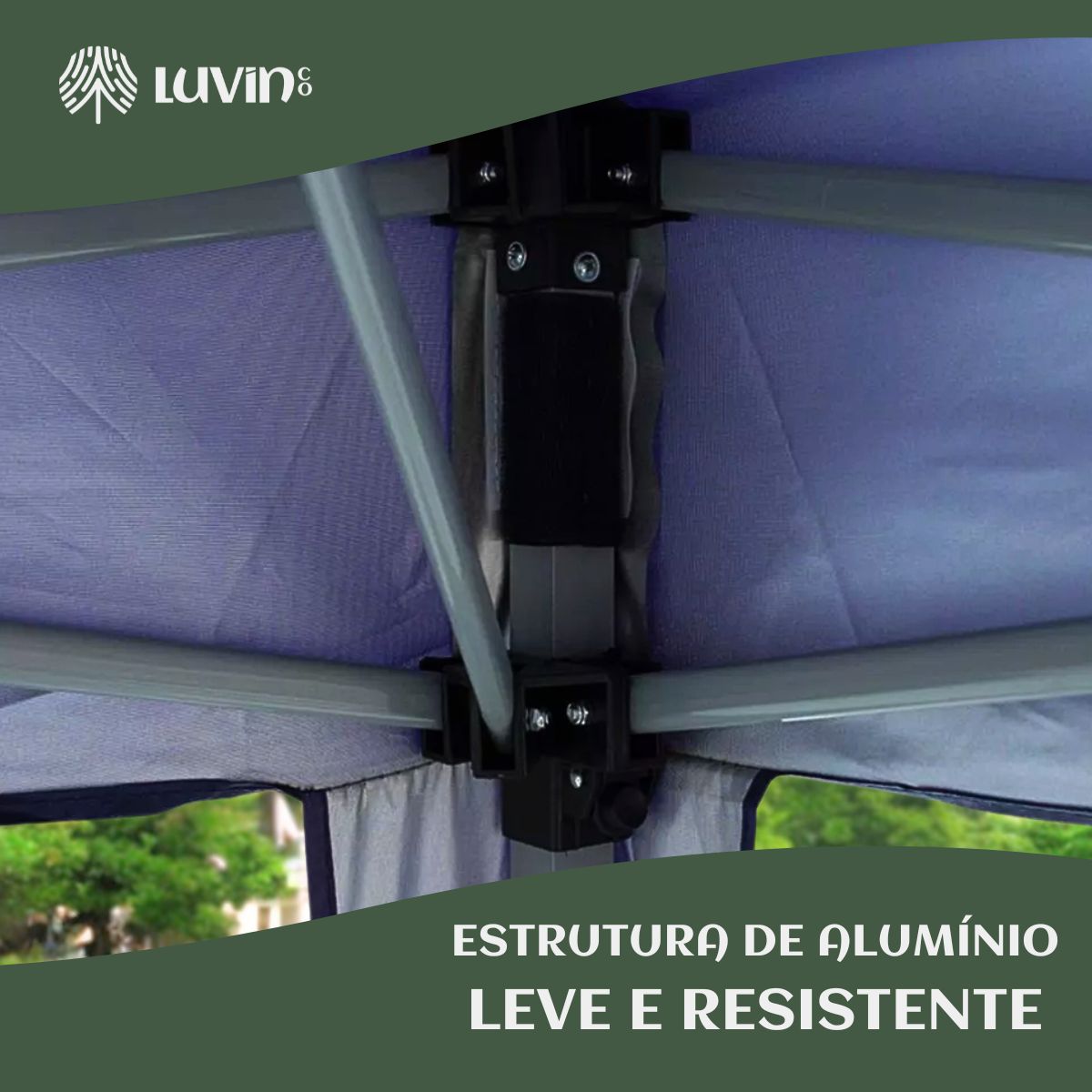 Gazebo Tenda Sanfonada Articulada Luvinco 3x3m Azul Impermeável Resistente Proteção Ar Livre Camping