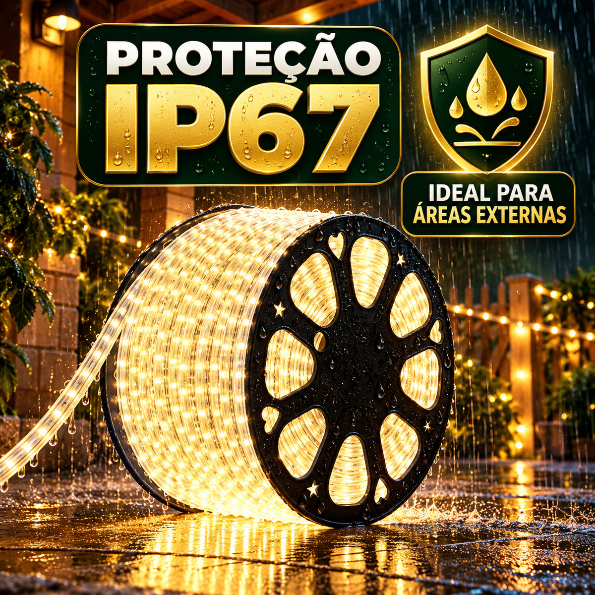 Mangueira Led 100m Luz Redonda Carretel Pisca Pisca Decoração Enfeite Natal Externo IP67 Prova D'Água