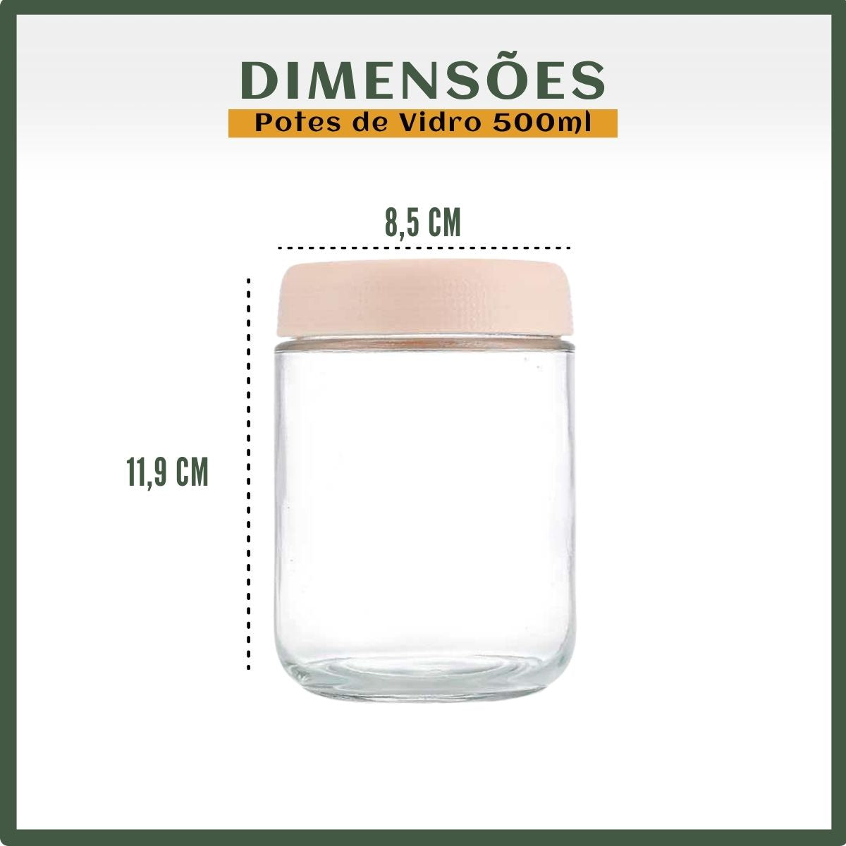 Kit 6 Potes De Vidros 650ml Tampa Vedação Hermética Boca Larga Armazenamento Praticidade Luvinco Transparente