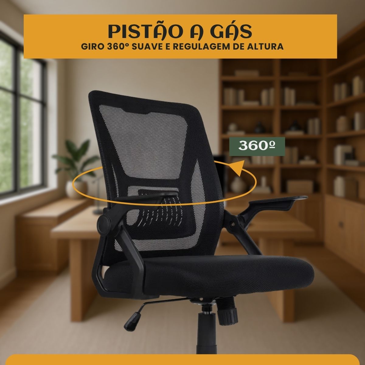 Cadeira de Escritório Presidente Ergonômica Valência Diretor Executiva com Apoio de Braço, Suporte Lombar e Malha Respirável