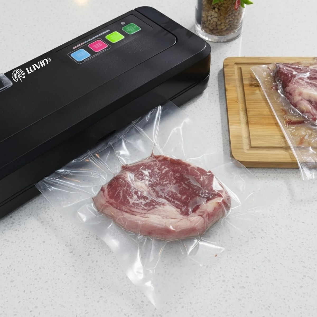 Seladora A Vácuo Automática Embaladora Reservatório Alimentos Úmidos Líquidos Açougue Embalagens Plásticas
