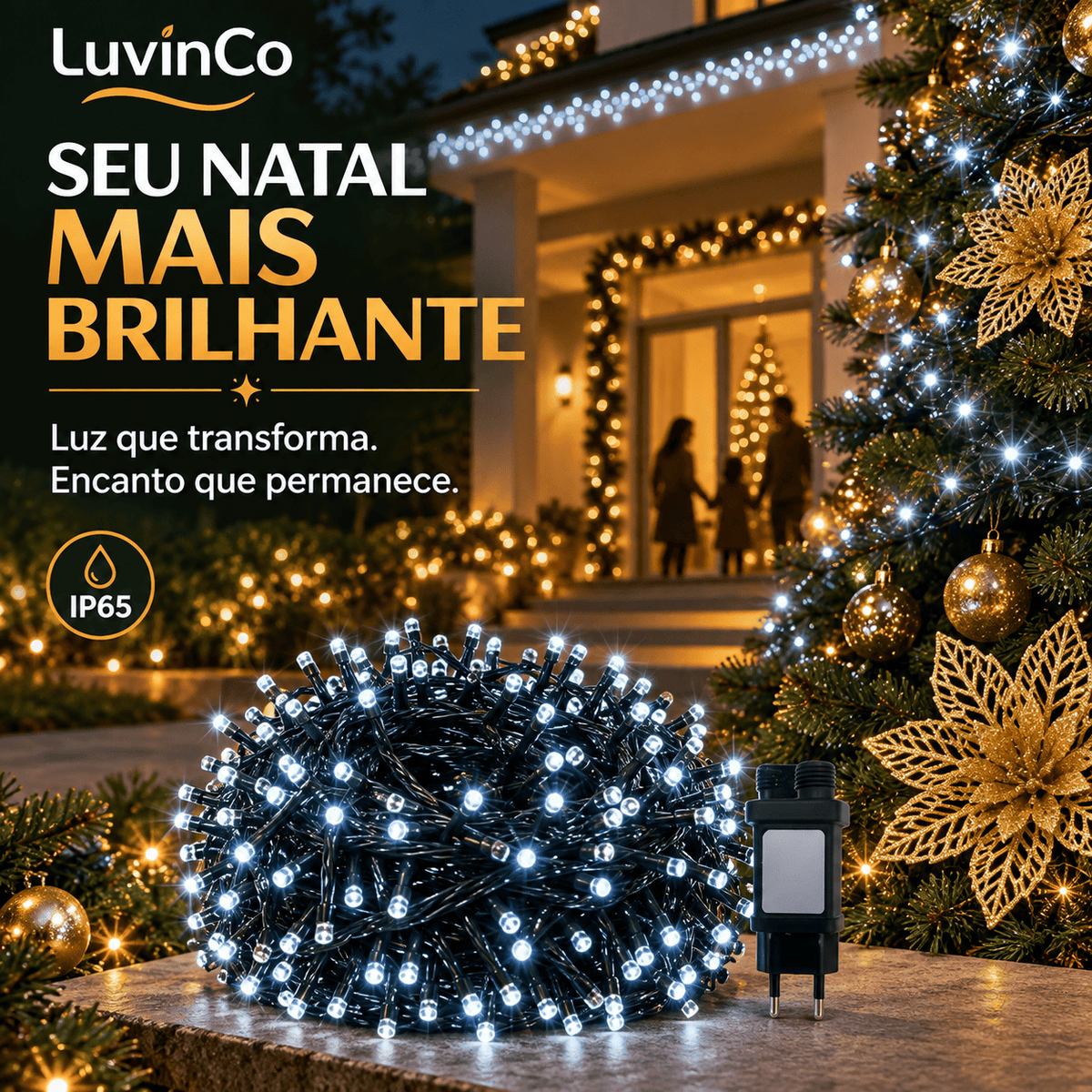 Strobo Pisca Pisca Cordão Natal 1600 Leds 50m Prova D'Água Bivolt 320 Flash Decoração Enfeite Natal LuvinCo