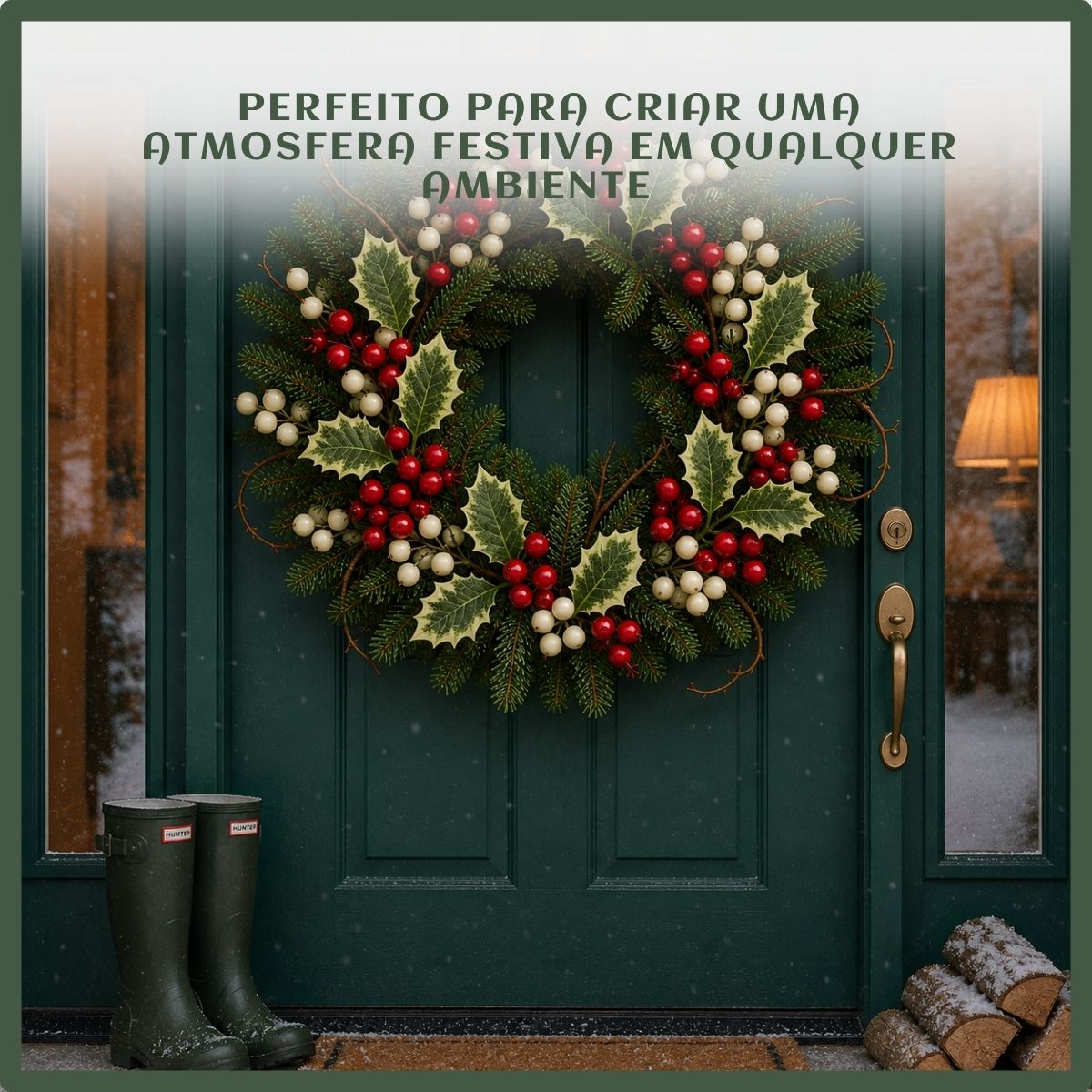 Kit Com 6 Azevinhos Galhos Decorados Natal LuvinCo