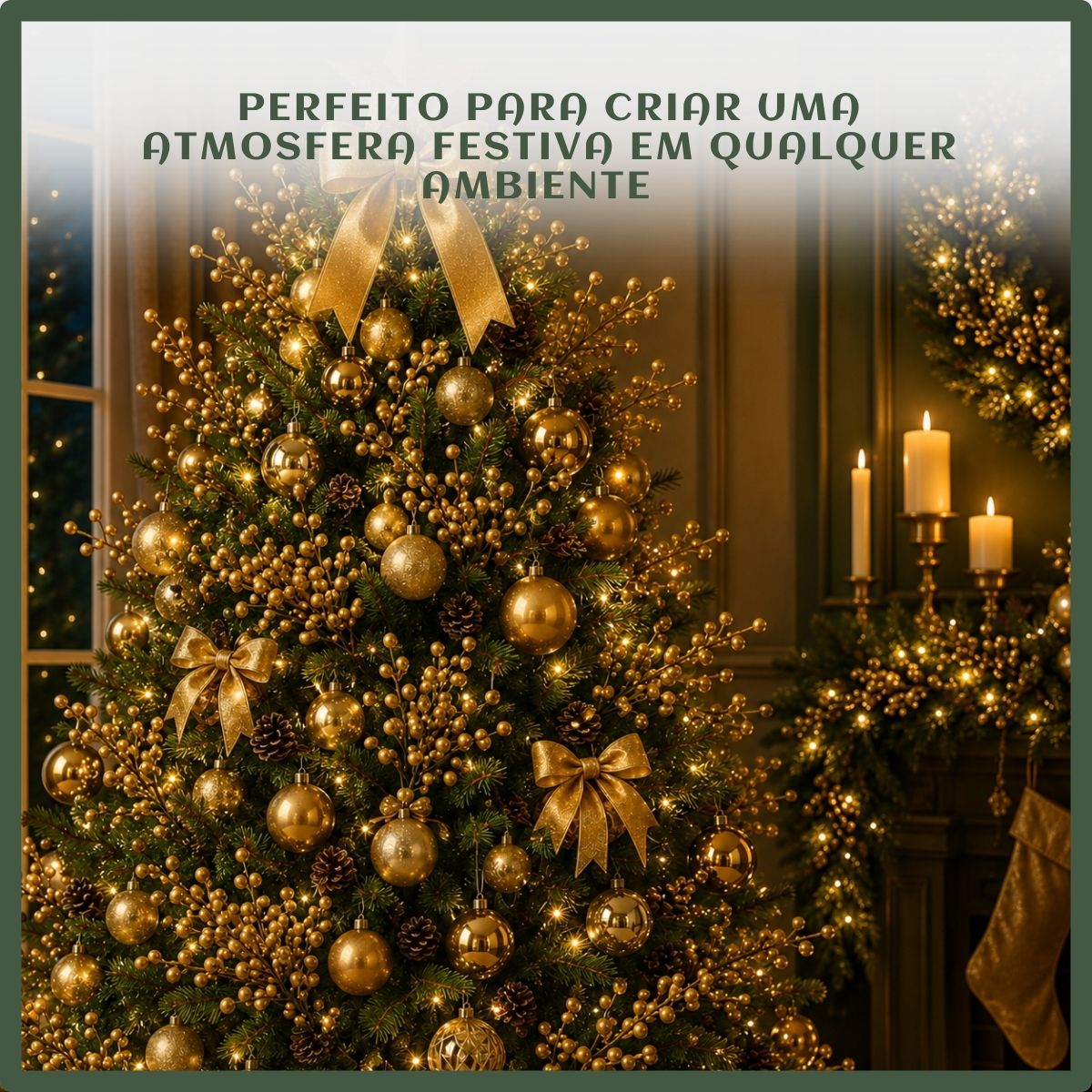 Kit 10 Azevinho Pick Galho Cereja Enfeite Natalino Decoração