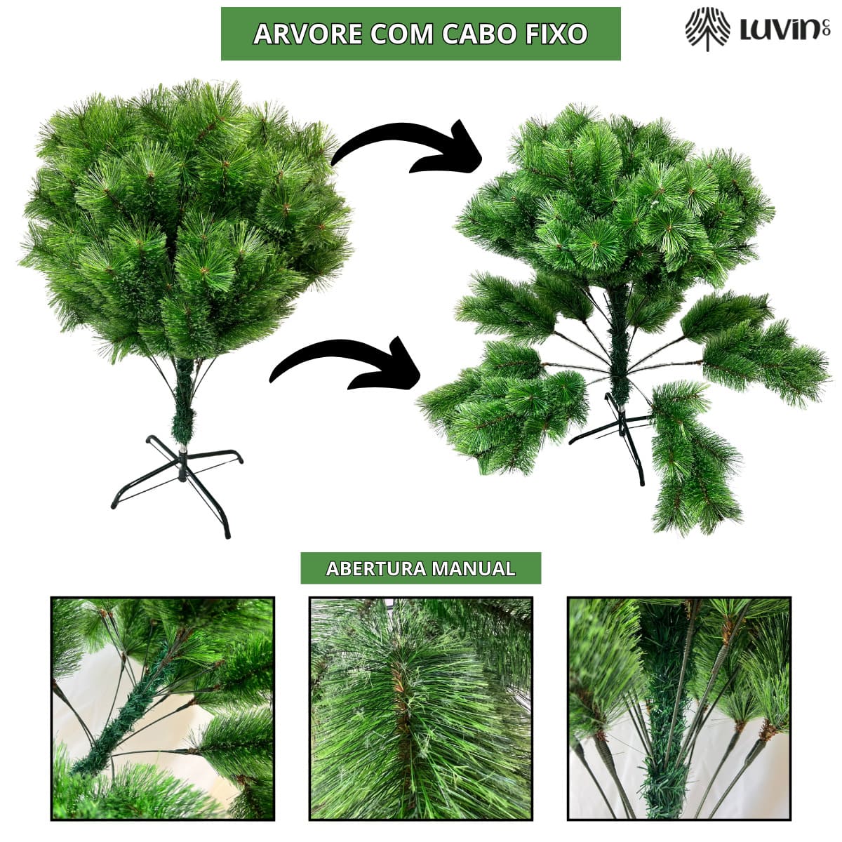 Árvore De Natal Pompom 577 Galhos 2.10m Luxo Grande Cheia Verde Mesclado