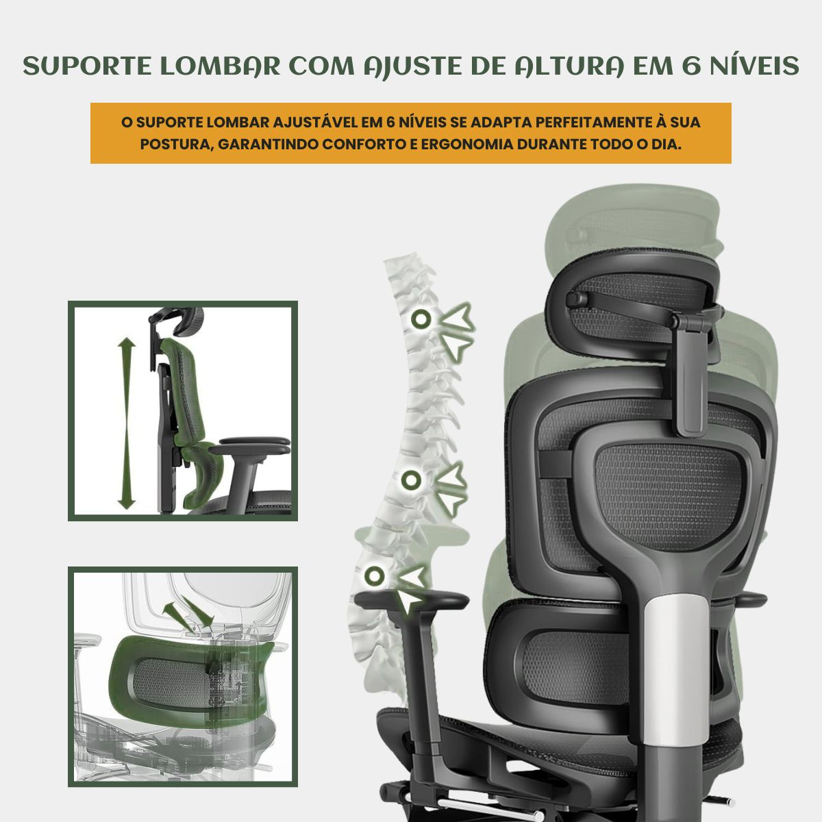 Cadeira De Escritório Ergonômica Mônaco BT07 e WT07 Preto e Branco Luvinco Malha Respirável com Suporte Lombar Adaptável Apoio para Pés Retrátil Encosto Ajustável Seis Posições Suporta 200kg