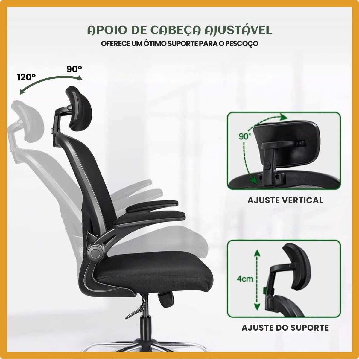 Cadeira De Escritório Ergonômica Giratória Boston B100/G100 Cor Preta/Cinza Com Estofado Mesh e Ajuste Lombar Luvinco