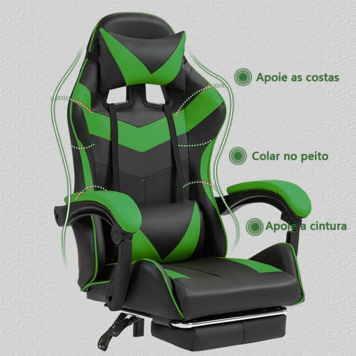 Cadeira De Escritório Gamer Nitro Ergonômica Estofado Couro Sintético Reclinável Altura Ajustável Apoio Para Pés LuvinCo