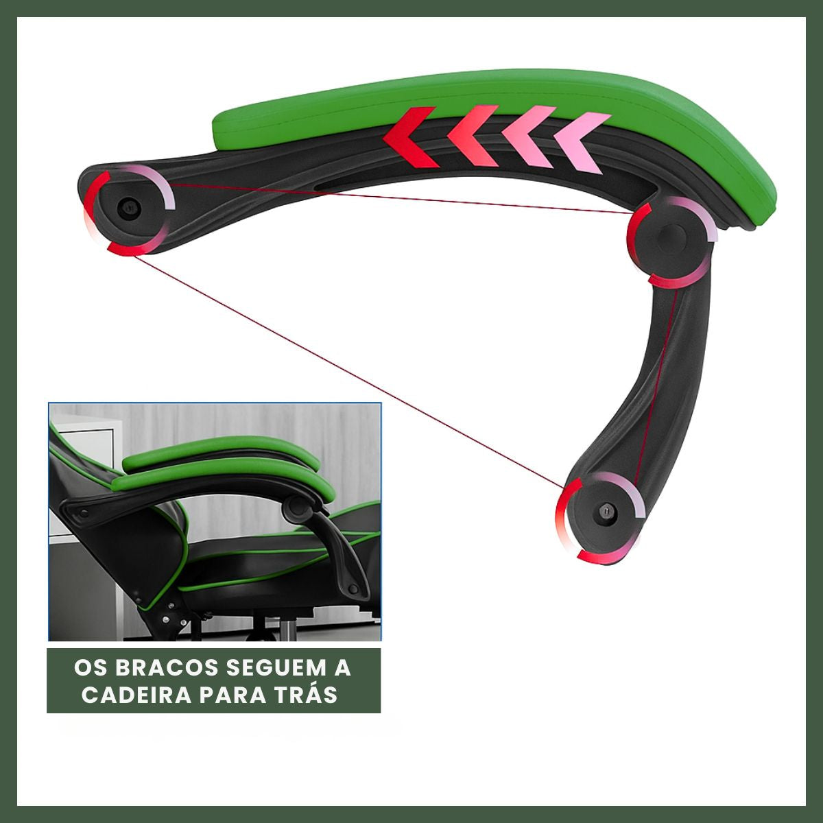 Cadeira De Escritório Gamer Nitro Ergonômica Estofado Couro Sintético Reclinável Altura Ajustável Apoio Para Pés LuvinCo
