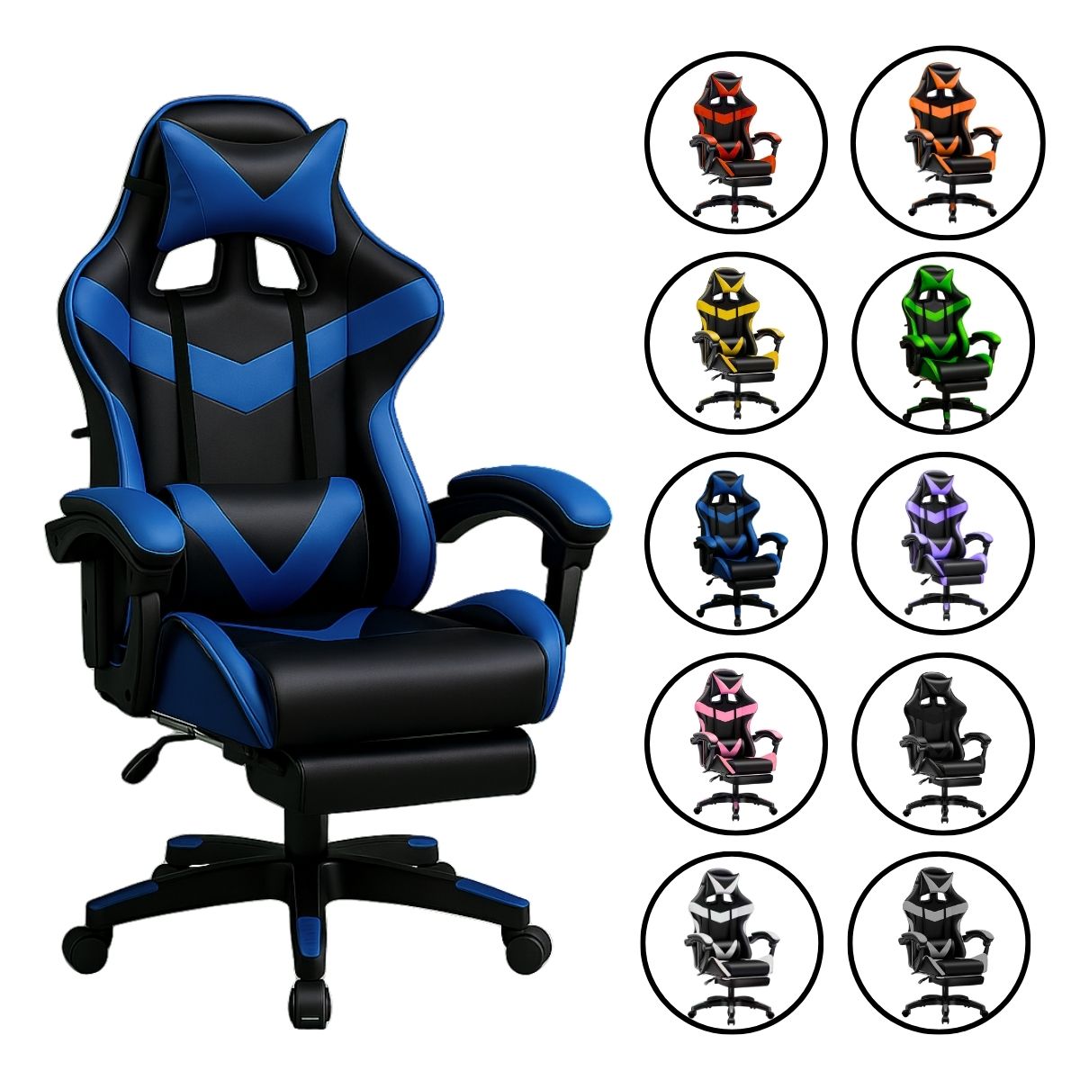 Cadeira De Escritório Gamer Nitro Ergonômica Estofado Couro Sintético Reclinável Altura Ajustável Apoio Para Pés LuvinCo