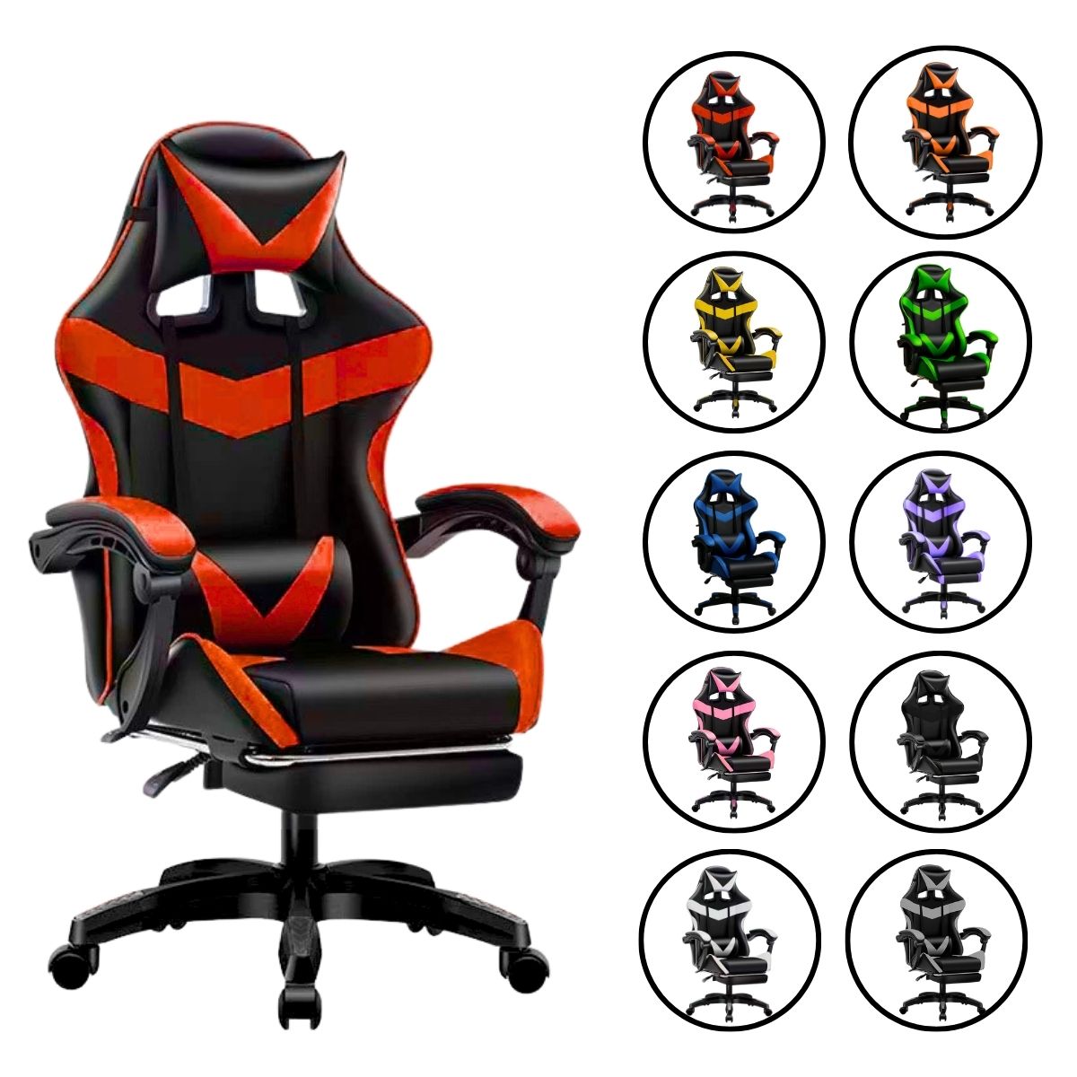 Cadeira De Escritório Gamer Nitro Ergonômica Estofado Couro Sintético Reclinável Altura Ajustável Apoio Para Pés LuvinCo