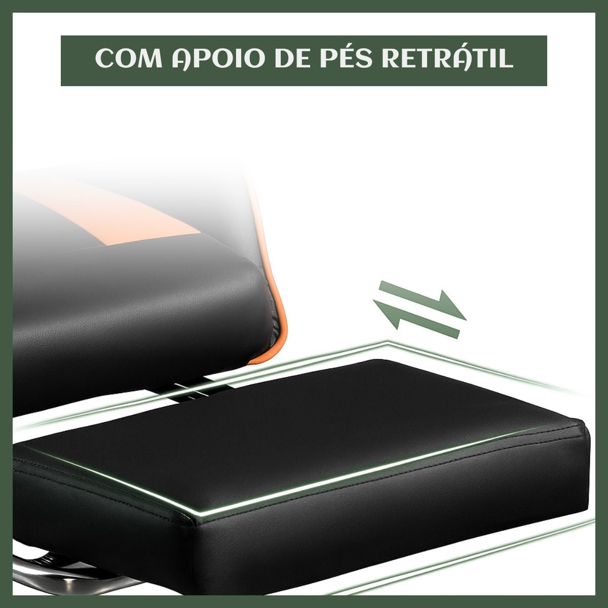 Cadeira De Escritório Gamer Nitro Ergonômica Estofado Couro Sintético Reclinável Altura Ajustável Apoio Para Pés LuvinCo