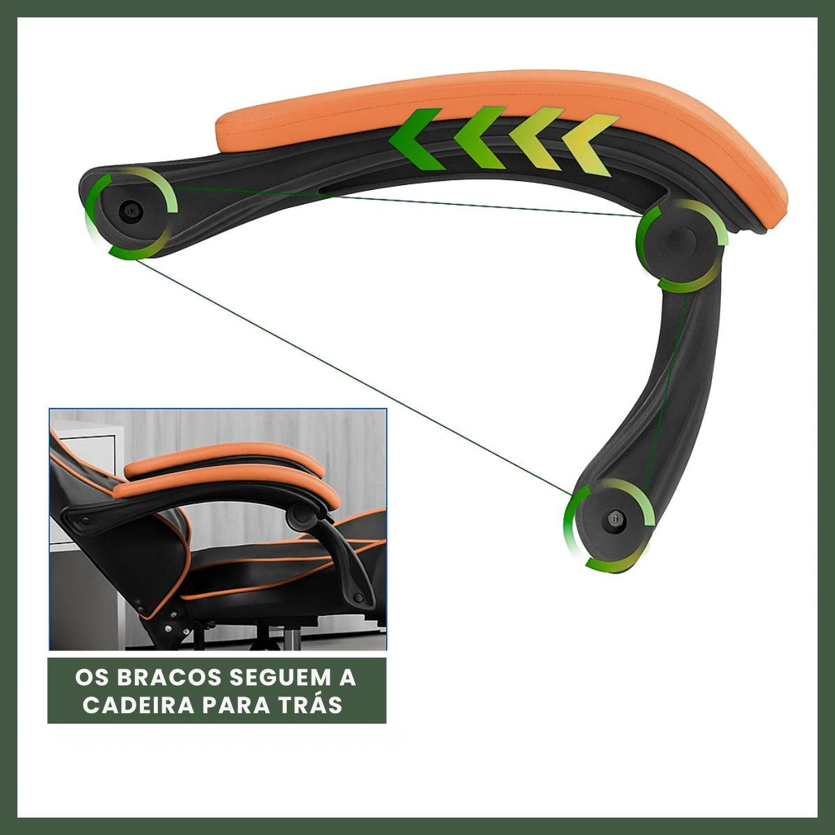 Cadeira De Escritório Gamer Nitro Ergonômica Estofado Couro Sintético Reclinável Altura Ajustável Apoio Para Pés LuvinCo