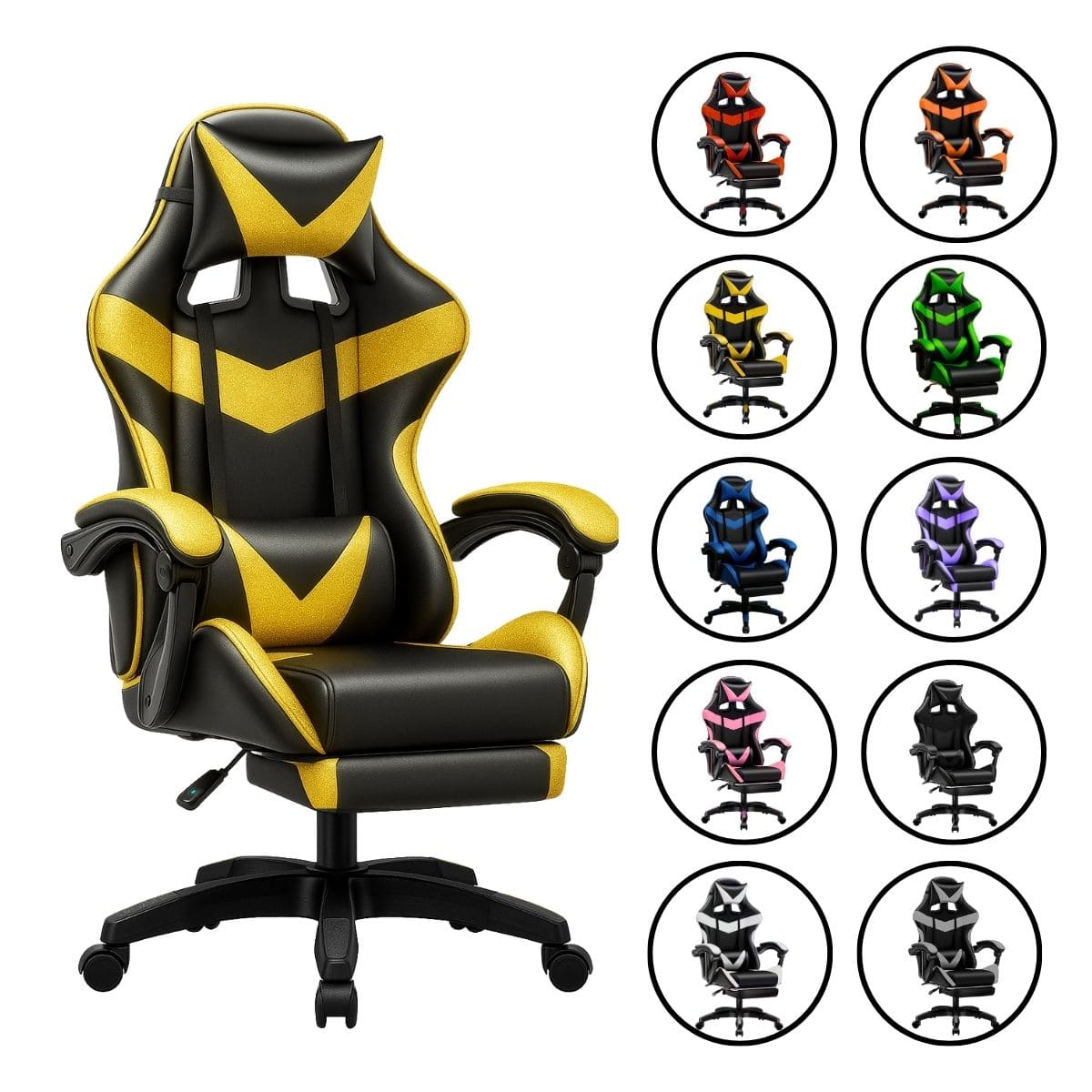 Cadeira De Escritório Gamer Nitro Ergonômica Estofado Couro Sintético Reclinável Altura Ajustável Apoio Para Pés LuvinCo