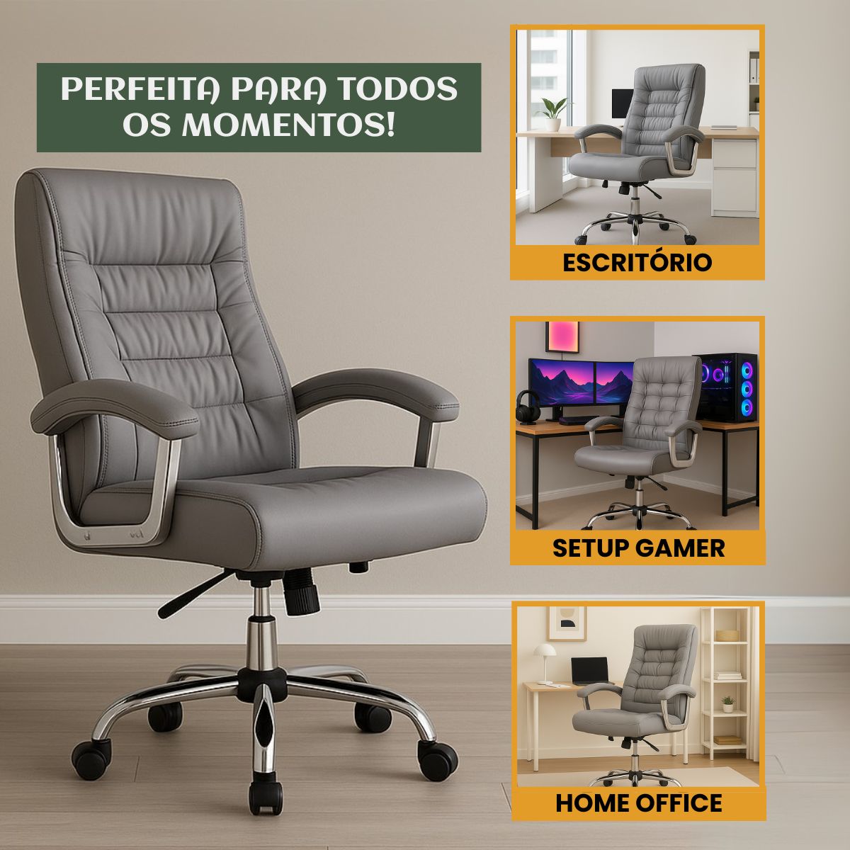 Cadeira De Escritório Miami Preta Presidente Ergonômica Tecnológica Com 42 Molas Ensacadas Revestimento Pillow Top LuvinCo