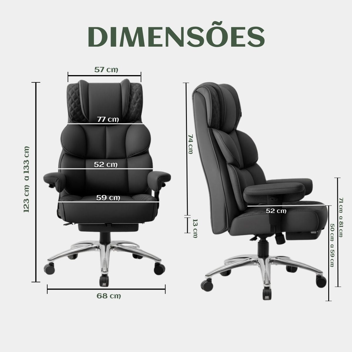 Cadeira de Escritorio Poltrona Berlim Gamer Ergonômica Couro Sintético Pillow Top Reclinável Suporte Lombar Apoio de Pés e Braços Macio Resistente Suporta 200kg LuvinCo