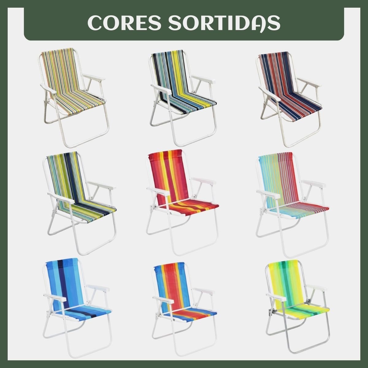 Cadeira De Praia Dobrável Aço Cores Sortidas Aço Resistente Estrutura Reforçada Leve Praia Piscina Camping Lazer Luvinco