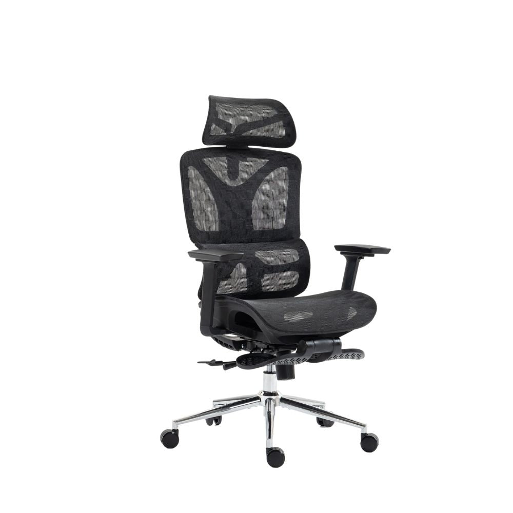 Cadeira Escritório Ergonômica Executiva Premium Dinamarca Bt03 Luvinco Cor Preto Suporte Lombar Adaptável Com Apoio De Perna Retrátil Material Do Estofamento Mesh Malha Respirável Nr17 Suporta 200kg