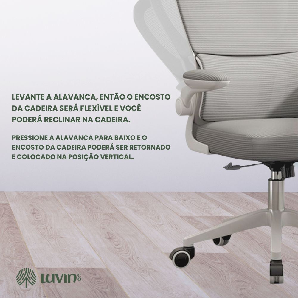 Cadeira Escritório Ergonômica Genebra B500 e G500 Luvinco com Suporte Lombar Estofado Mesh