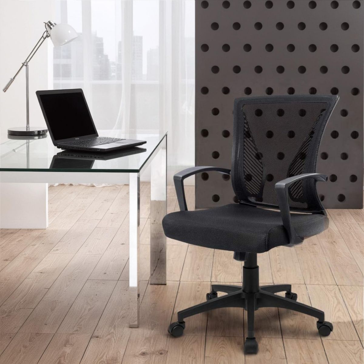Cadeira Escritório Ergonômica Lyon Presidente Com Apoio De Braço Suporte Lombar Malha Respirável Luvinco Preto