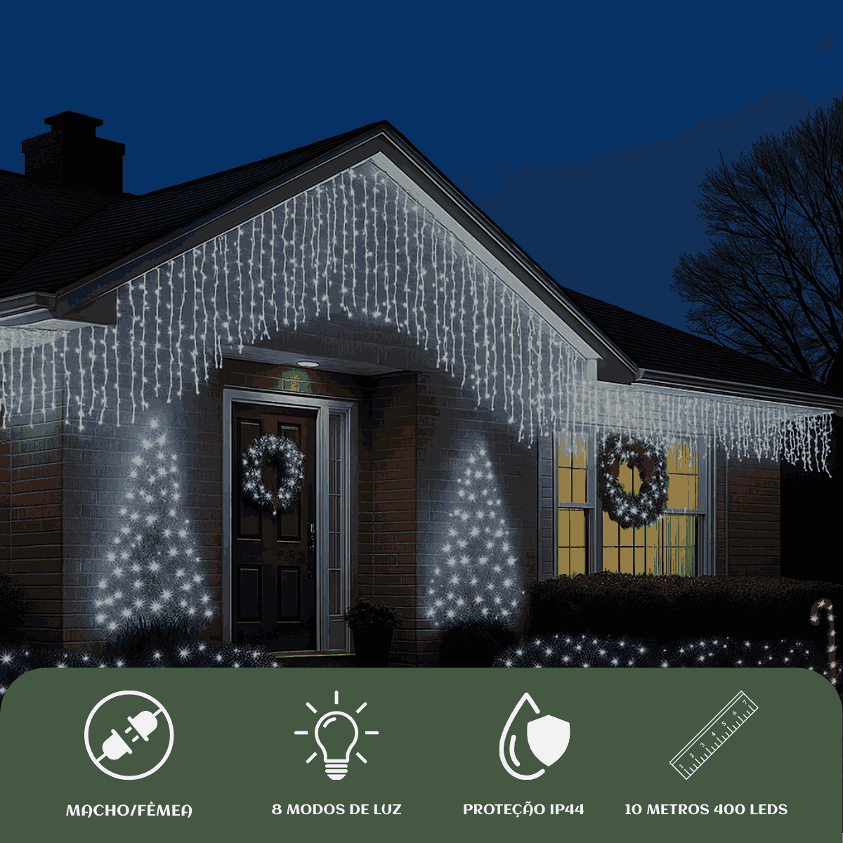 Cascata 400 Leds Pisca 8 Funções 10 Metros Luzes de Iluminação Perfeita Para Sua Fachada