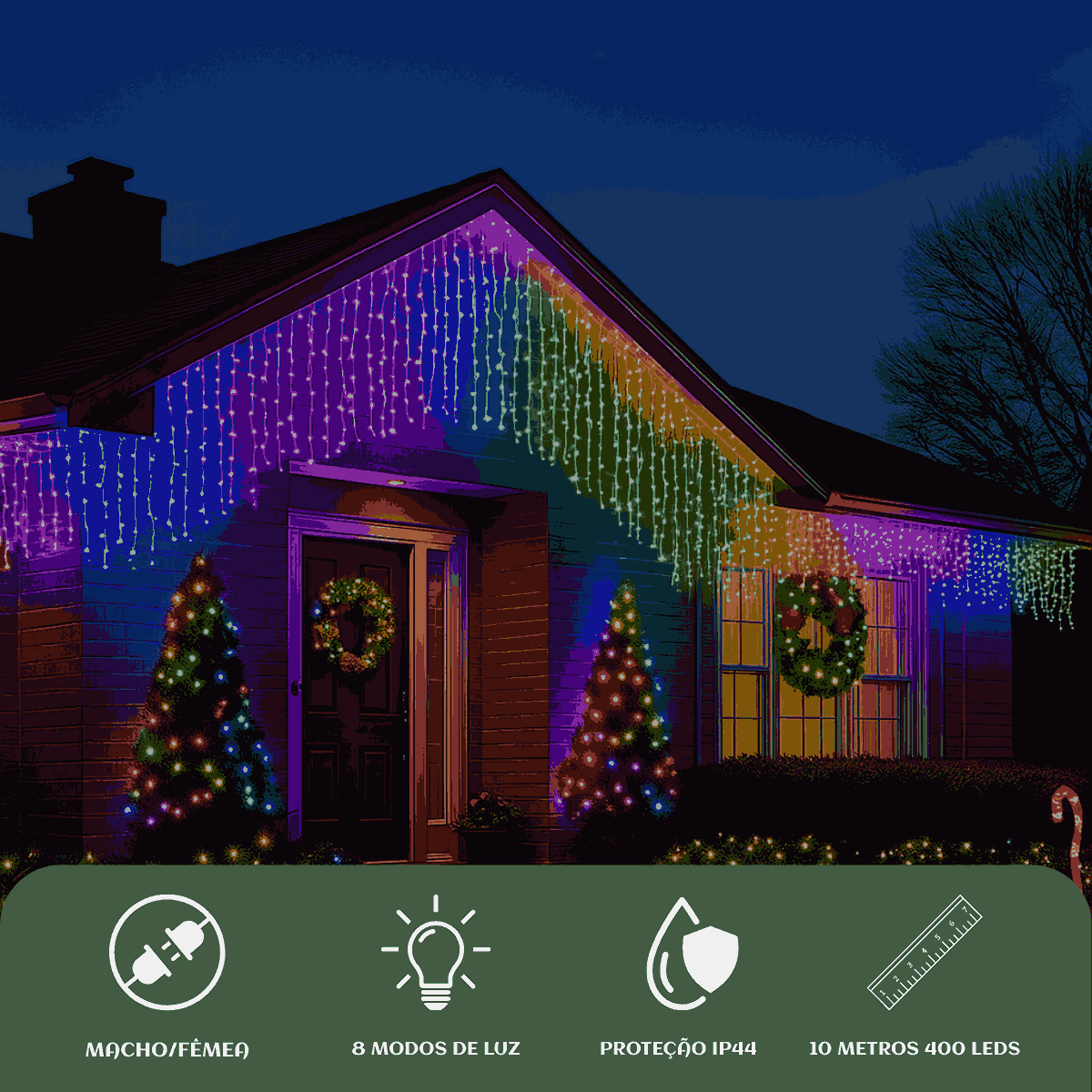 Cascata 400 Leds Pisca 8 Funções 10 Metros Luzes de Iluminação Perfeita Para Sua Fachada
