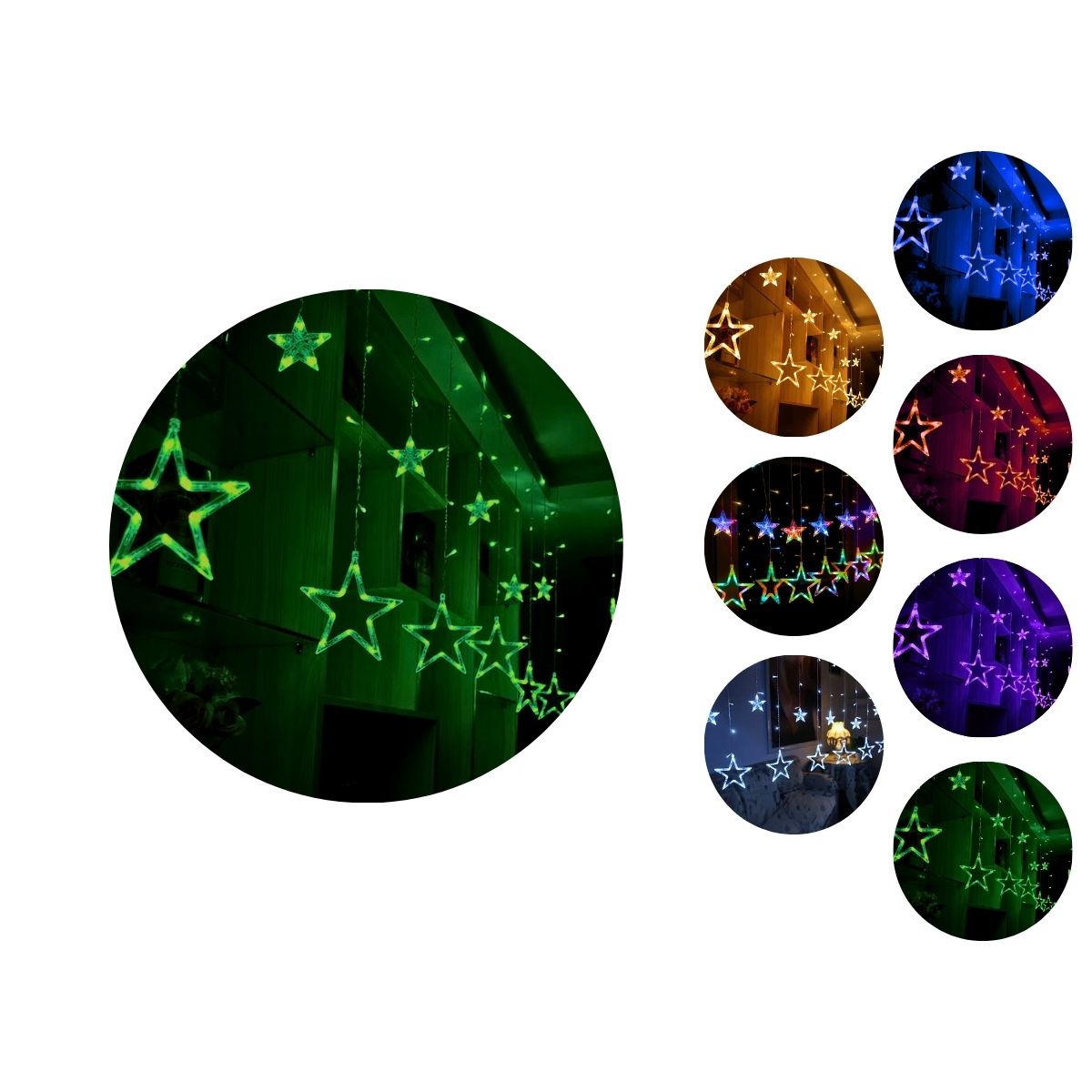 Cascata Estrela Led Com Estrelas Decoração 8 Funções Natal Pisca