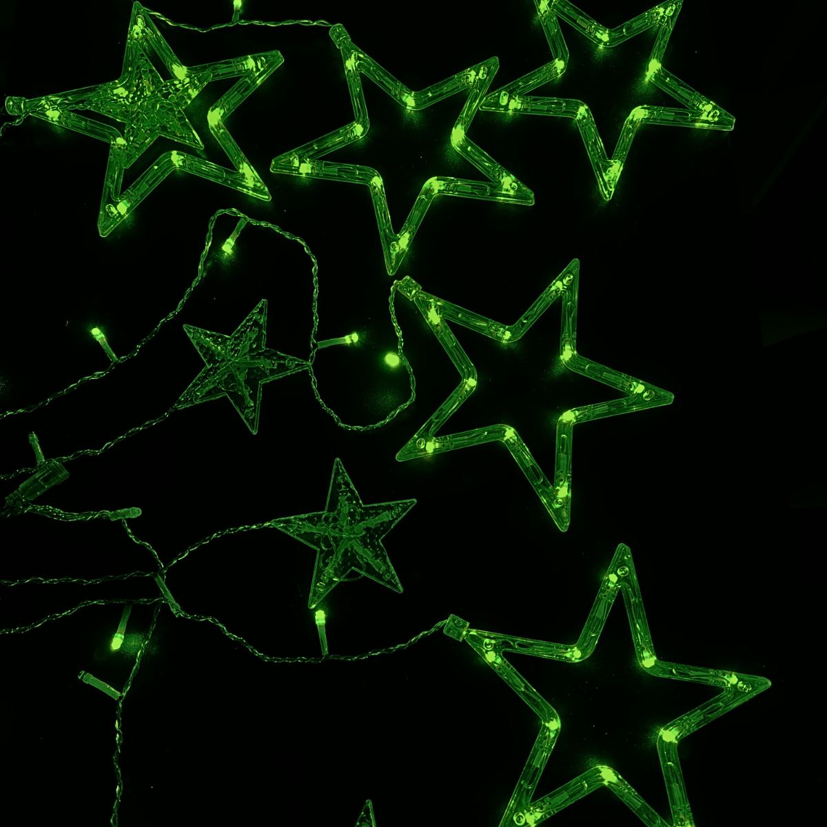 Cascata Estrela Led Com Estrelas Decoração 8 Funções Natal Pisca