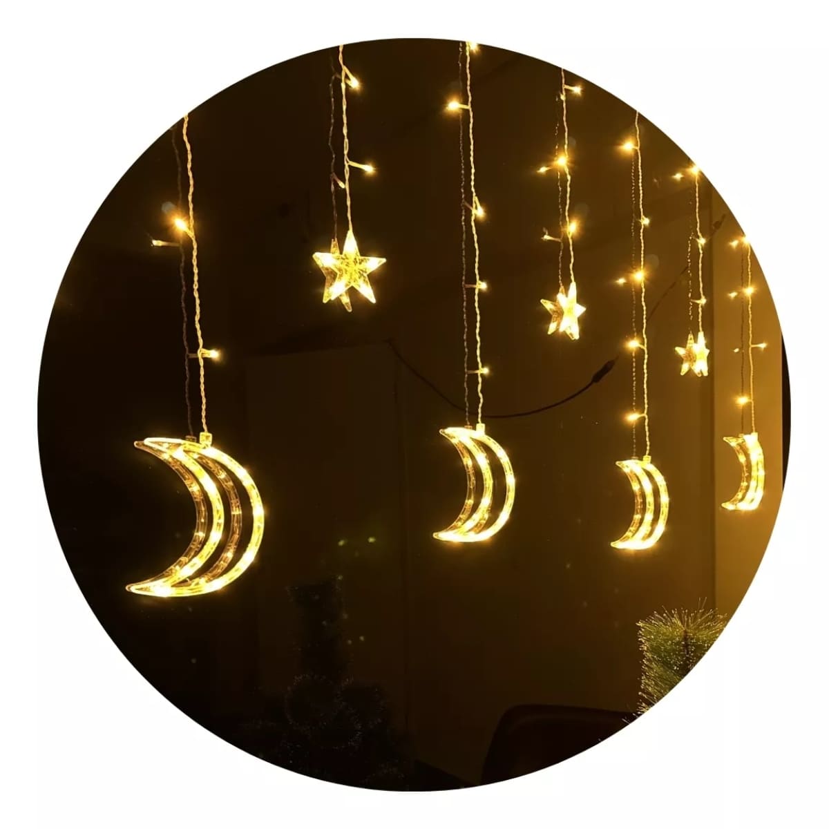 Cascata Lua 138 Leds Multi Funções Luzes de Iluminação Pisca Para Decoração e Ideal para Fachadas e Festas Bivolt