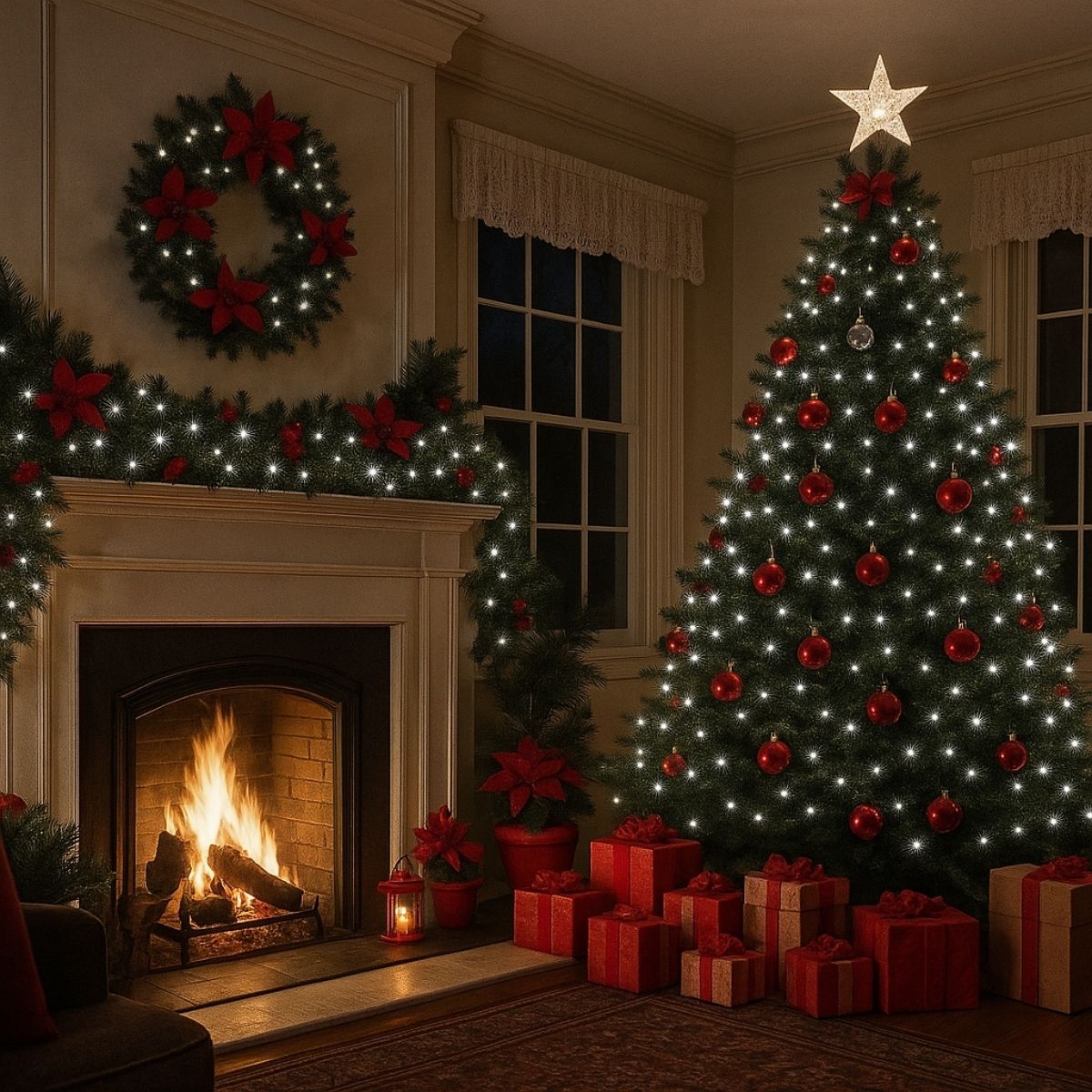 Cordão Pisca de Natal 100 Leds 10 metros Fio Transparente 8 Funções Decoração Para Árvores, Casa e Festas LuvinCo