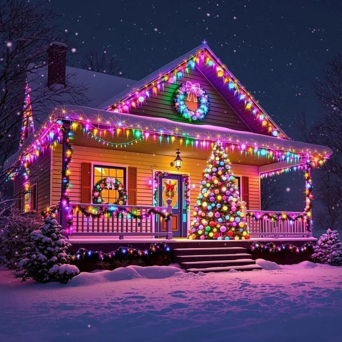 Cordão Pisca de Natal 100 Leds 10 metros Fio Transparente 8 Funções Decoração Para Árvores, Casa e Festas LuvinCo