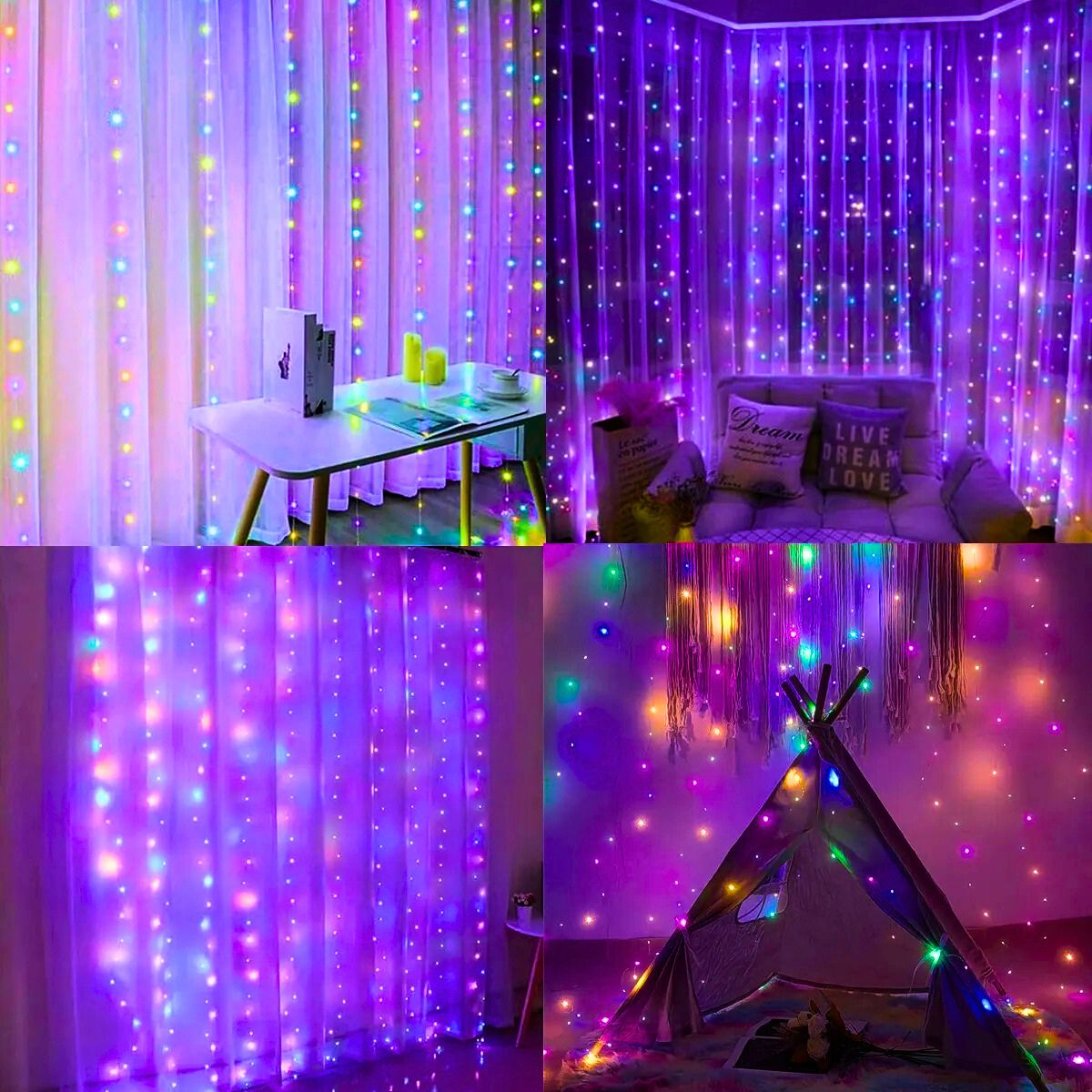 Cortina 300 Leds 3x3m Pisca Pisca USB IP44 8 Modos De Iluminação Luzes De Fada Decoração Natal Festa LuvinCo