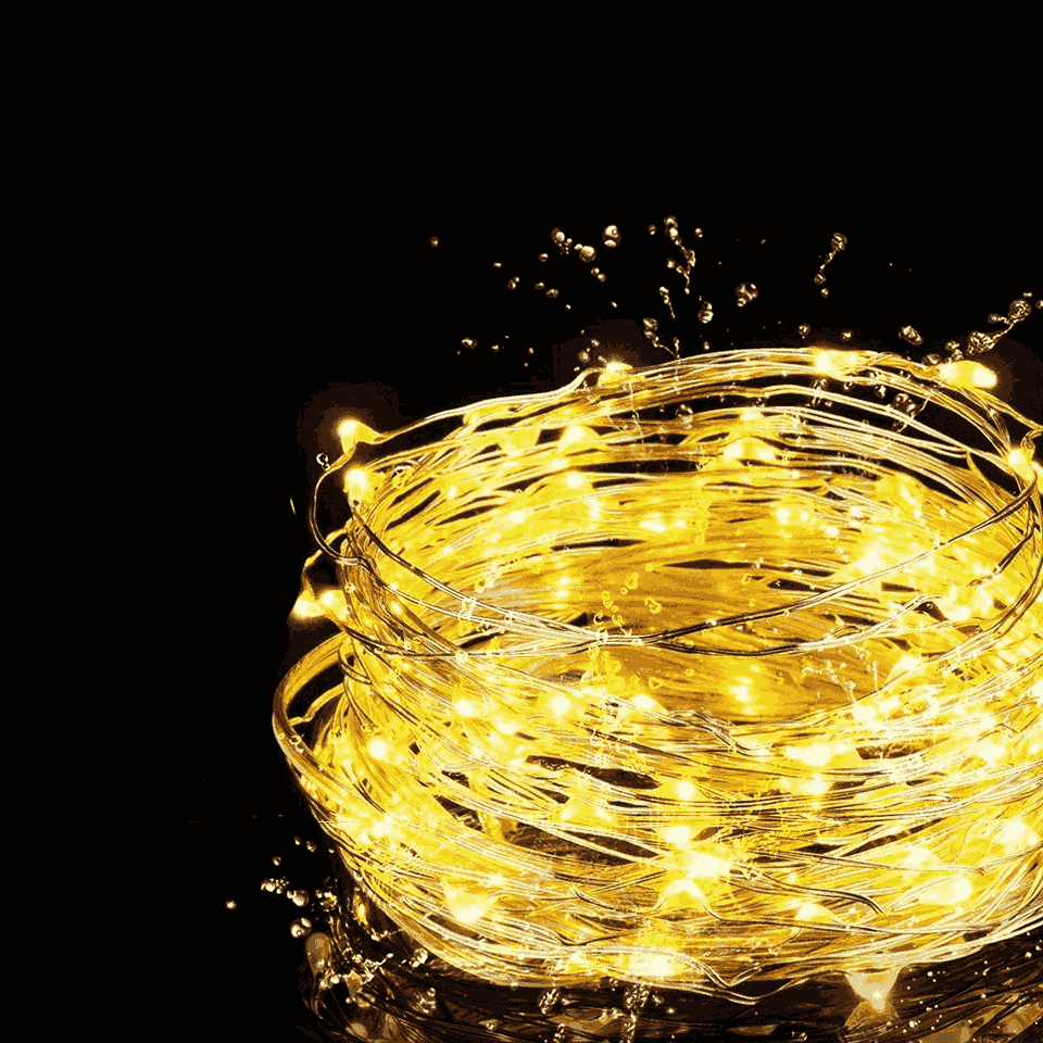 Fio De Fada 100 Led 10 Metros IP44 Bateria Cordão Pisca Luzes Lâmpadas Festa Decoração Árvore de Natal LuvinCo