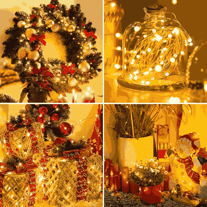Fio De Fada 100 Led 10 Metros IP44 Bateria Cordão Pisca Luzes Lâmpadas Festa Decoração Árvore de Natal LuvinCo