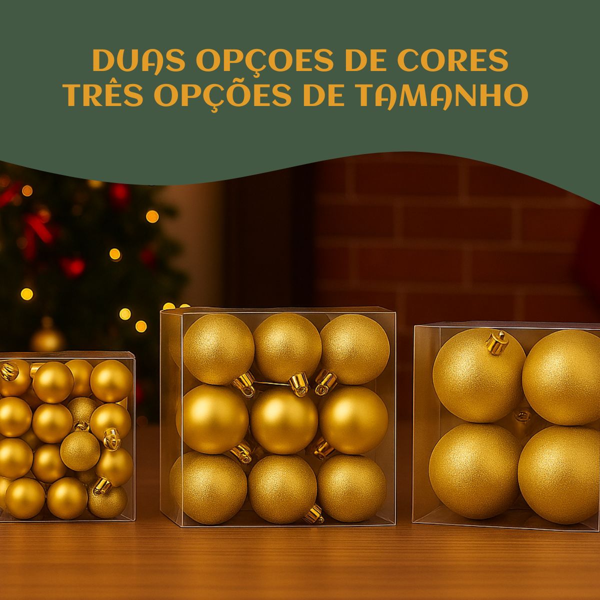 Kit 100 Bolas de Natal Mista Lisas Glitter Decoração Enfeite Árvore de Natal com Ponteira LuvinCo