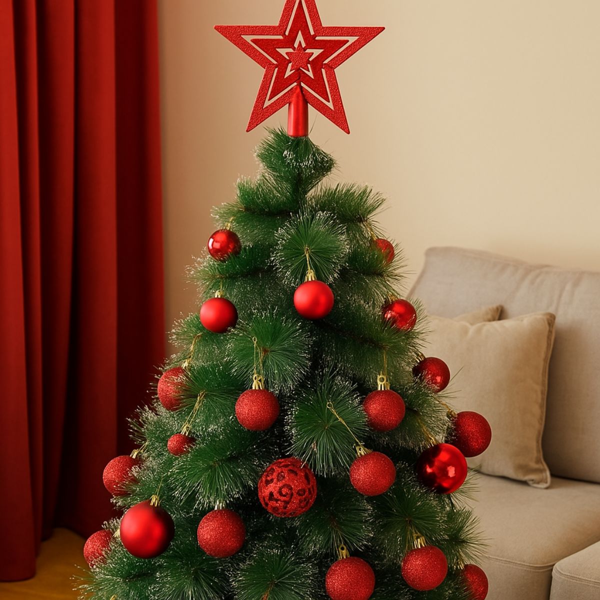 Kit 100 Bolas de Natal Mista Lisas Glitter Decoração Enfeite Árvore de Natal com Ponteira LuvinCo