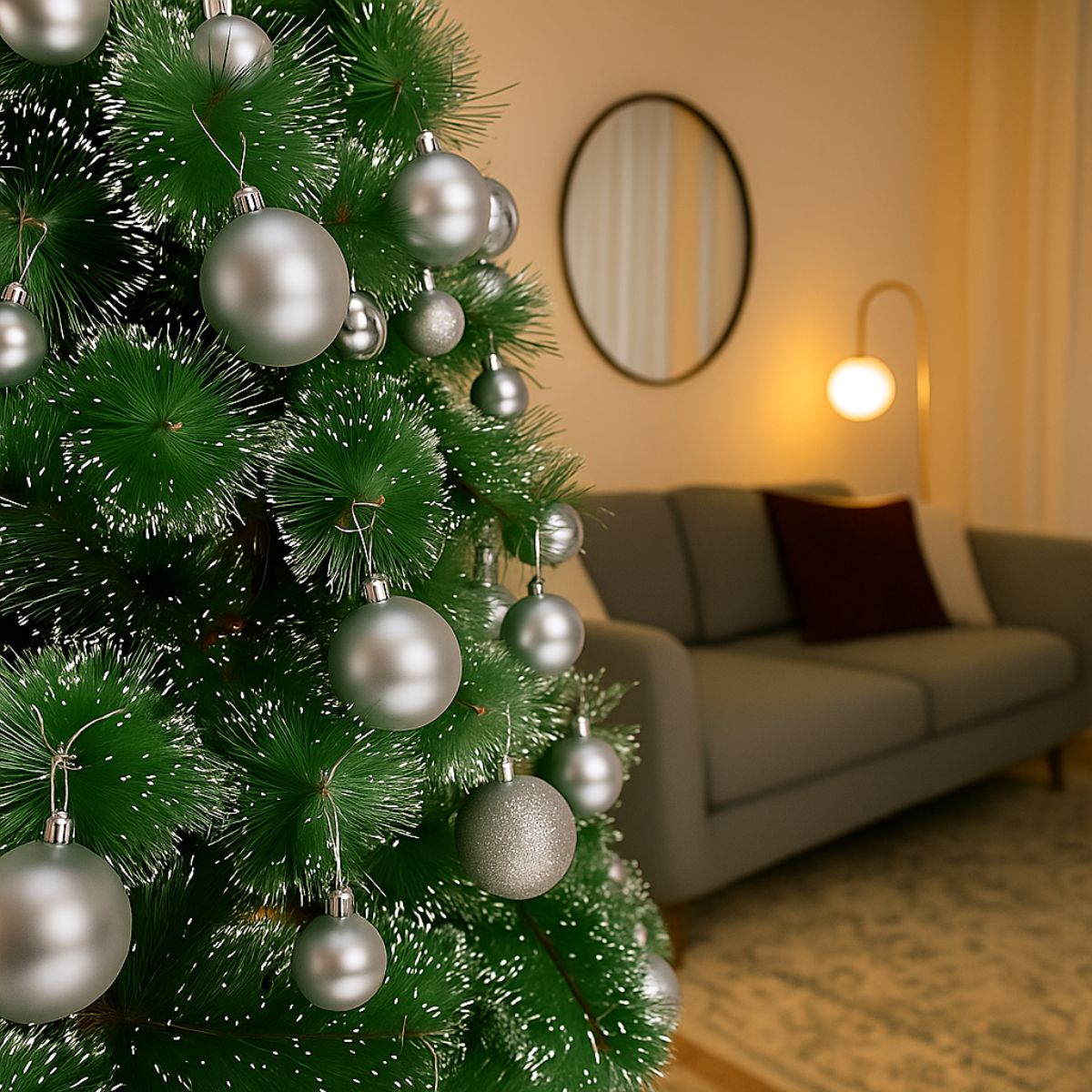 Kit 100 Bolas de Natal Mista Lisas Glitter Decoração Enfeite Árvore de Natal com Ponteira LuvinCo