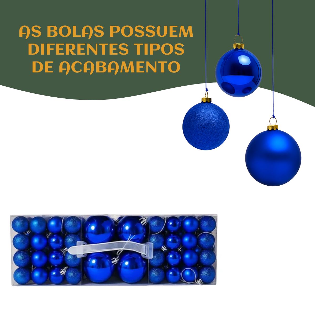 Kit 100 Bolas de Natal Mista Lisas Glitter Decoração Enfeite Árvore de Natal com Ponteira LuvinCo