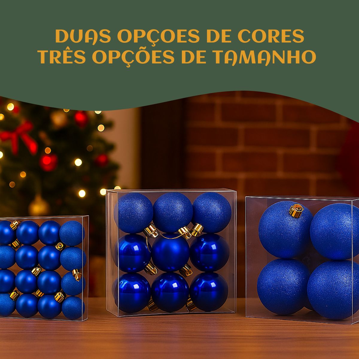 Kit 100 Bolas de Natal Mista Lisas Glitter Decoração Enfeite Árvore de Natal com Ponteira LuvinCo