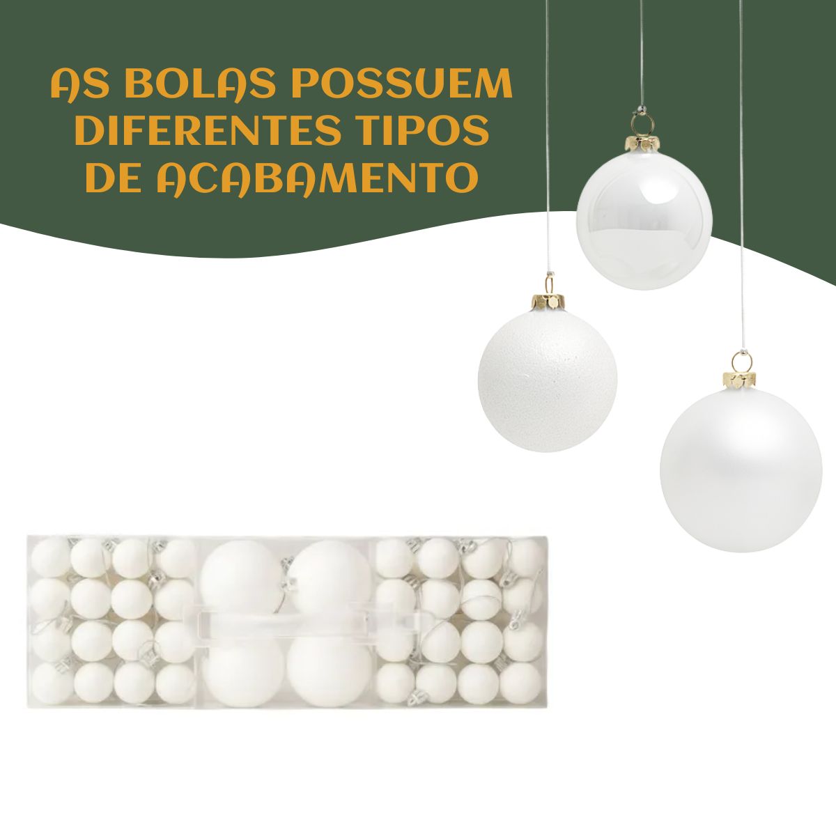 Kit 100 Bolas de Natal Mista Lisas Glitter Decoração Enfeite Árvore de Natal com Ponteira LuvinCo